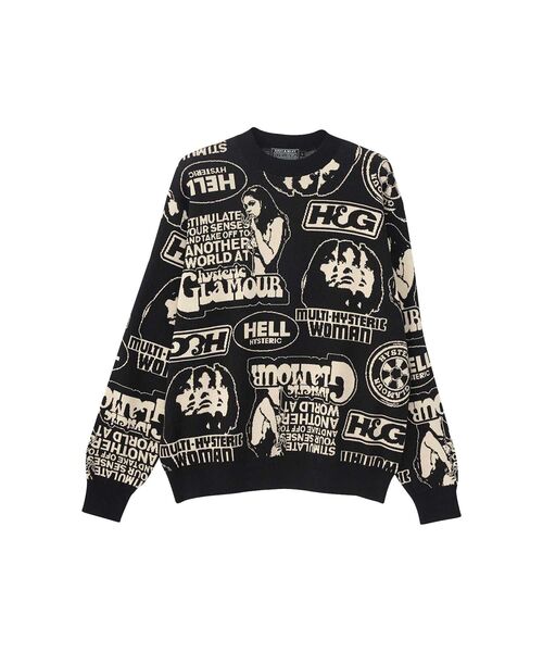 HYSTERIC GLAMOUR(ヒステリックグラマー)の「SUPER HYS柄ジャカード セーター(ニット/セーター・メンズ・ブラック系その他/ブラウン系その他/ブルー系その他・SMALL/MEDIUM/LARGE/X-LARGE)」の2枚目の写真