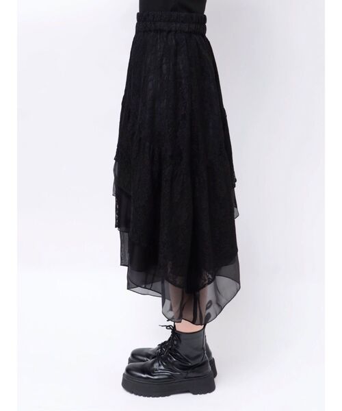 jouetie（ジュエティ）の「レースアシメフリルロングスカート（スカート・レディース・ブラック/オフホワイト・MEDIUM）」の12枚目の写真
