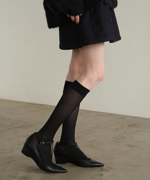 CLANE（クラネ）の「SHEER HIGH SOCKS（タイツ/ストッキング・レディース・ブラック/ベージュ・FREE）」の4枚目の写真