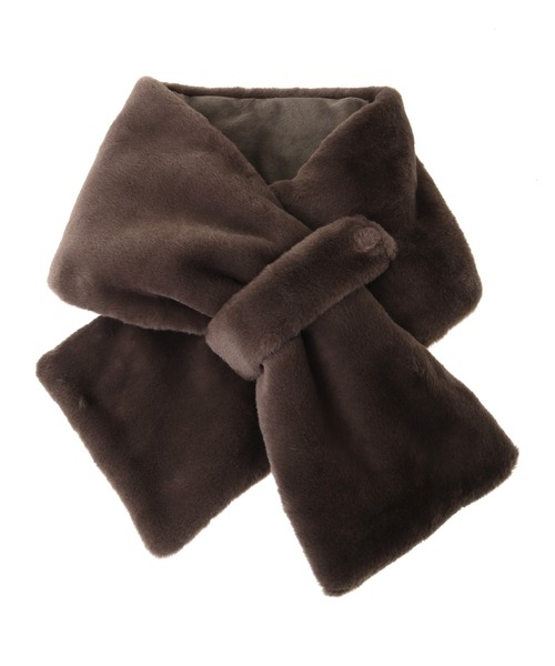 Green　Parks（グリーンパークス）の「・エコファーマフラー（マフラー・レディース・オフホワイト/ベージュ/チャコールグレー/ブラウン・FREE）」の2枚目の写真