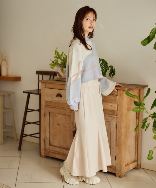 mysty woman(ミスティウーマン)の「ステッチマーメイドスカート 315864(スカート・レディース・ホワイト系その他/ベージュ系その他/ブラック・FREE)」の8枚目の写真