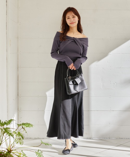 mysty woman(ミスティウーマン)の「ステッチマーメイドスカート 315864(スカート・レディース・ホワイト系その他/ベージュ系その他/ブラック・FREE)」の9枚目の写真