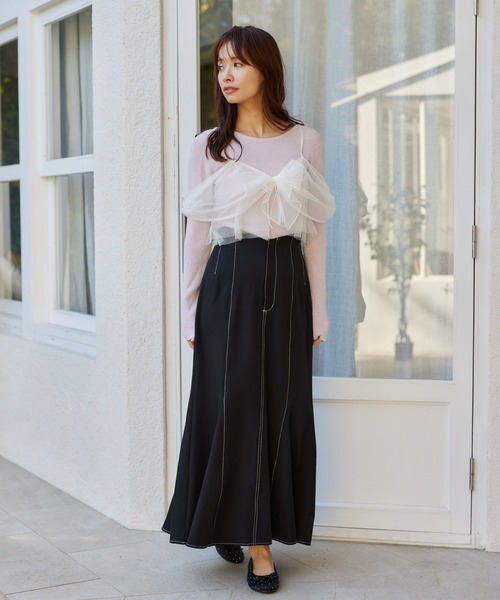 mysty woman(ミスティウーマン)の「ステッチマーメイドスカート 315864(スカート・レディース・ホワイト系その他/ベージュ系その他/ブラック・FREE)」の10枚目の写真