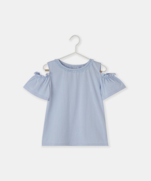 ROPE' PICNIC(ロペピクニック)の「【KIDS/キッズ】肩あきフリルハーフスリーブトップス(Tシャツ/カットソー・キッズ・サックスブルー/オフホワイト/ブラック・L/M/S)」の18枚目の写真