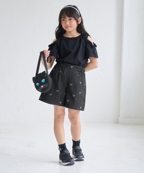 ROPE' PICNIC(ロペピクニック)の「【KIDS/キッズ】肩あきフリルハーフスリーブトップス(Tシャツ/カットソー・キッズ・サックスブルー/オフホワイト/ブラック・L/M/S)」の7枚目の写真