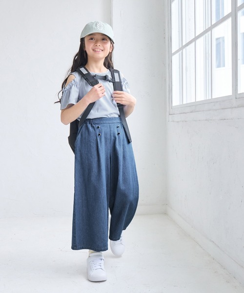 ROPE' PICNIC(ロペピクニック)の「【KIDS/キッズ】肩あきフリルハーフスリーブトップス(Tシャツ/カットソー・キッズ・サックスブルー/オフホワイト/ブラック・L/M/S)」の15枚目の写真