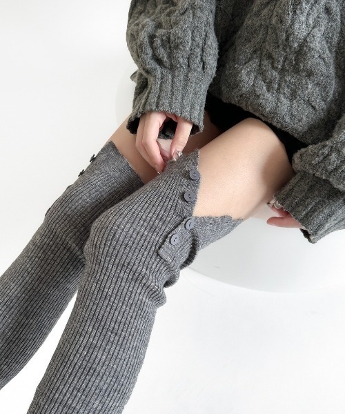 セール】【LAMPOON】リブニーハイレッグウォーマー（レッグウォーマー