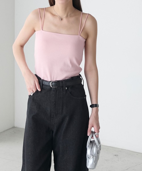 BONLECILL（ボンルシール）の「カップ付きダブルストラップベアキャミソール（キャミソール・レディース・アイボリー/ホワイト×ブラック/ブラック/ブルー/チャコールグレー/グレー/ミント/ベージュ/オレンジ/モカ/ネイビー/ピンク/ブラウン/レッド/ブラウン系1/ブラック系1/グレー系1・S/L/M）」の18枚目の写真