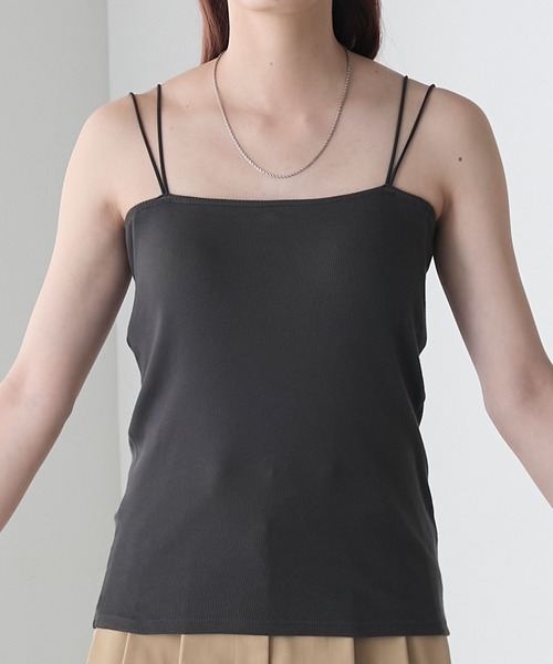 BONLECILL（ボンルシール）の「【接触冷感/抗菌防臭】カップ付きダブルストラップベアキャミソール（キャミソール・レディース・アイボリー/ホワイト×ブラック/ブラック/ブルー/チャコールグレー/グレー/ミント/ベージュ/オレンジ/モカ/ネイビー/ピンク/ブラウン/レッド/ブラウン系1/ブラック系1/グレー系1・S/L/M/LL）」の19枚目の写真