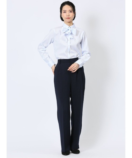 m.f.editorial(エムエフエディトリアル)の「【リボン付 形態安定 UV】m.f.エディトリアル レディース レギュラーカラー ビジネス ドレス 長袖 ブラウス(ビジネスシャツ・レディース・ホワイト/ピンク系その他/サックスブルー・MEDIUM/X-LARGE/S/LARGE)」の17枚目の写真