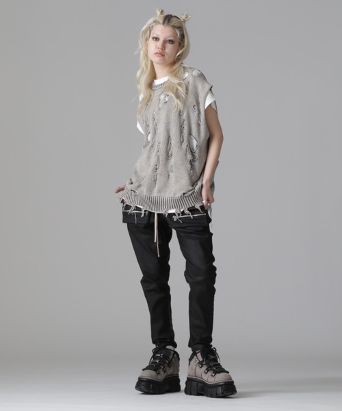ニット セーター DankeSchon/ダンケシェーン/PIGDAMEGE KNIT NSHD レディース メンズ DANKE SCHON セーター ニット DankeSchon/ダンケシェーン/DAMAGE