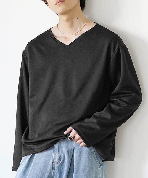 セール】【MinoriTY】裾ドローコードルーズVネックインナー長袖＆半袖T