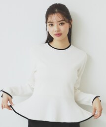 バイカラーペプラムニット【洗濯機洗い可】