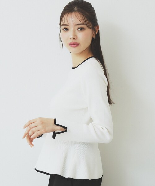 index（インデックス）の「バイカラーペプラムニット【洗濯機洗い可】（ニット/セーター・レディース・パープル系1/ブラック系4/ホワイト系7・36/42/38/40）」の6枚目の写真