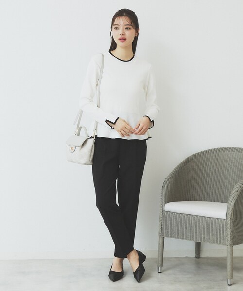 index（インデックス）の「バイカラーペプラムニット【洗濯機洗い可】（ニット/セーター・レディース・パープル系1/ブラック系4/ホワイト系7・36/42/38/40）」の7枚目の写真