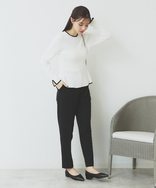 index（インデックス）の「バイカラーペプラムニット【洗濯機洗い可】（ニット/セーター・レディース・パープル系1/ブラック系4/ホワイト系7・36/42/38/40）」の8枚目の写真