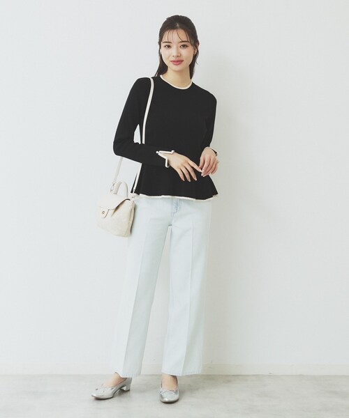 index（インデックス）の「バイカラーペプラムニット【洗濯機洗い可】（ニット/セーター・レディース・パープル系1/ブラック系4/ホワイト系7・36/42/38/40）」の11枚目の写真