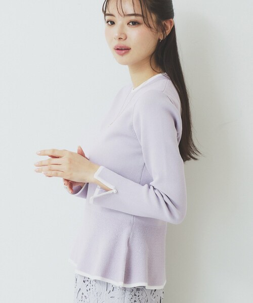 index（インデックス）の「バイカラーペプラムニット【洗濯機洗い可】（ニット/セーター・レディース・パープル系1/ブラック系4/ホワイト系7・36/42/38/40）」の14枚目の写真