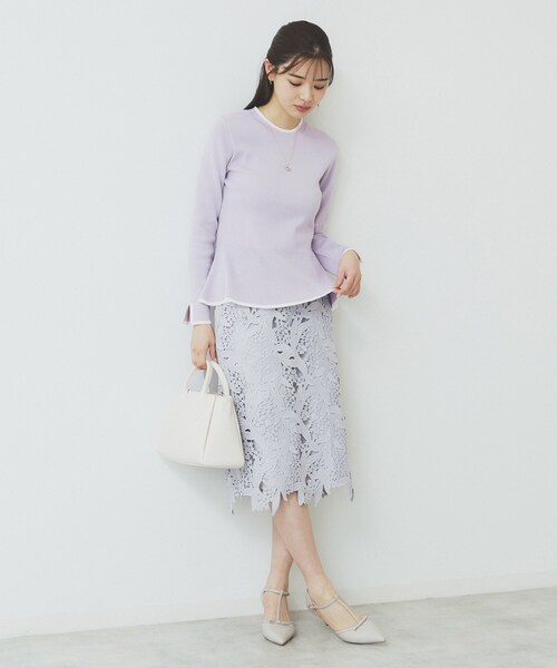 index（インデックス）の「バイカラーペプラムニット【洗濯機洗い可】（ニット/セーター・レディース・パープル系1/ブラック系4/ホワイト系7・36/42/38/40）」の16枚目の写真