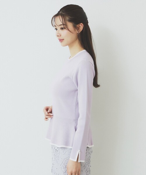 index（インデックス）の「バイカラーペプラムニット【洗濯機洗い可】（ニット/セーター・レディース・パープル系1/ブラック系4/ホワイト系7・36/42/38/40）」の19枚目の写真