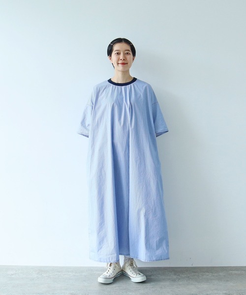 PAR ICI（パーリッシィ）の「タイプライター たっぷりワンピース（ワンピース・レディース・ブルー/チェック/チャコールグレー・FREE）」の4枚目の写真