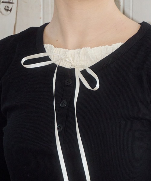 Birthday room（バースデイルーム）の「レイヤードライクカットソー/layered like cutandsew（Tシャツ/カットソー・レディース・ブラック/グレー/ライトブルー・FREE）」の5枚目の写真