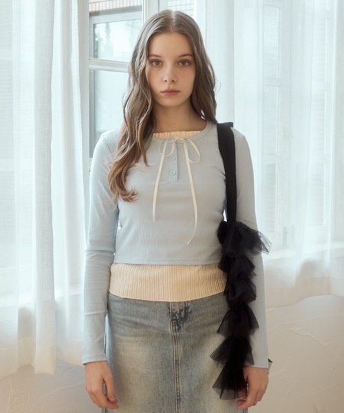 Birthday room（バースデイルーム）の「レイヤードライクカットソー/layered like cutandsew（Tシャツ/カットソー・レディース・ブラック/グレー/ライトブルー・FREE）」の11枚目の写真