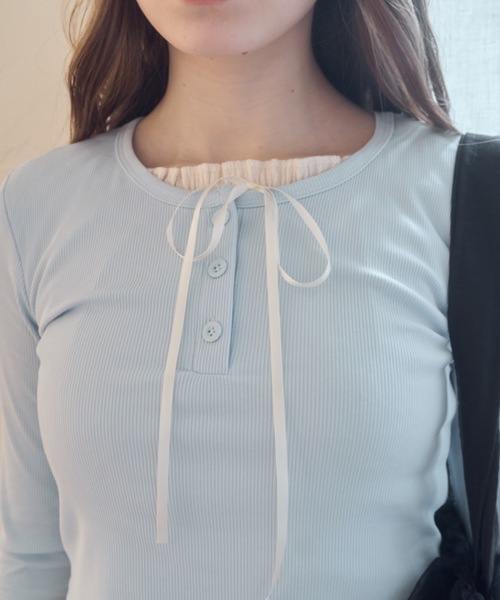 Birthday room（バースデイルーム）の「レイヤードライクカットソー/layered like cutandsew（Tシャツ/カットソー・レディース・ブラック/グレー/ライトブルー・FREE）」の12枚目の写真