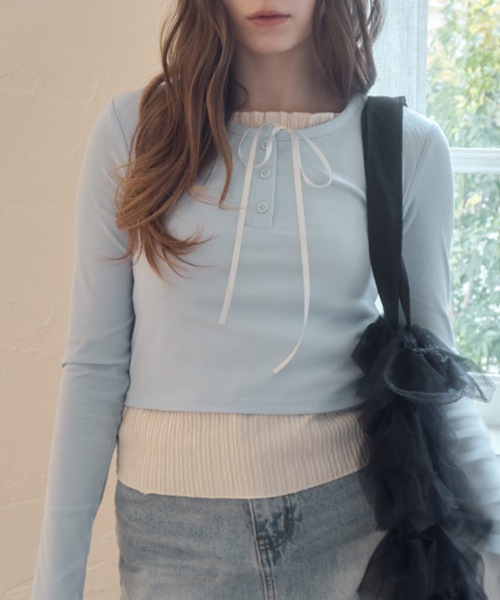 Birthday room（バースデイルーム）の「レイヤードライクカットソー/layered like cutandsew（Tシャツ/カットソー・レディース・ブラック/グレー/ライトブルー・FREE）」の20枚目の写真