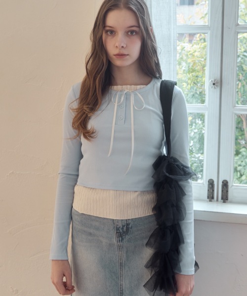 Birthday room（バースデイルーム）の「レイヤードライクカットソー/layered like cutandsew（Tシャツ/カットソー・レディース・ブラック/グレー/ライトブルー・FREE）」の19枚目の写真