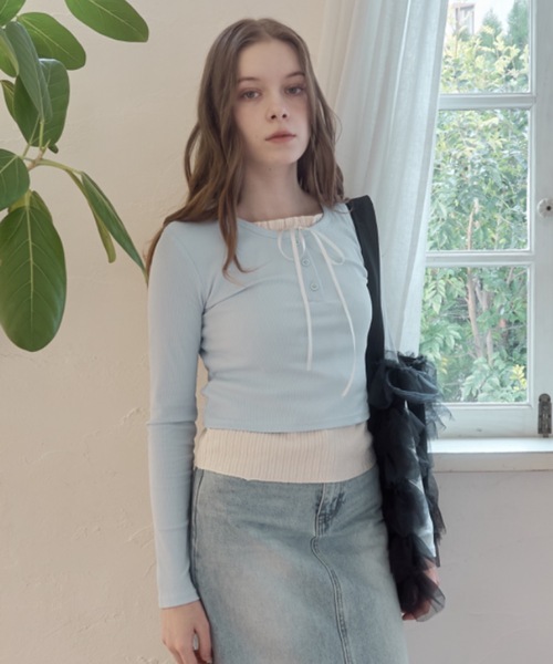 Birthday room（バースデイルーム）の「レイヤードライクカットソー/layered like cutandsew（Tシャツ/カットソー・レディース・ブラック/グレー/ライトブルー・FREE）」の21枚目の写真