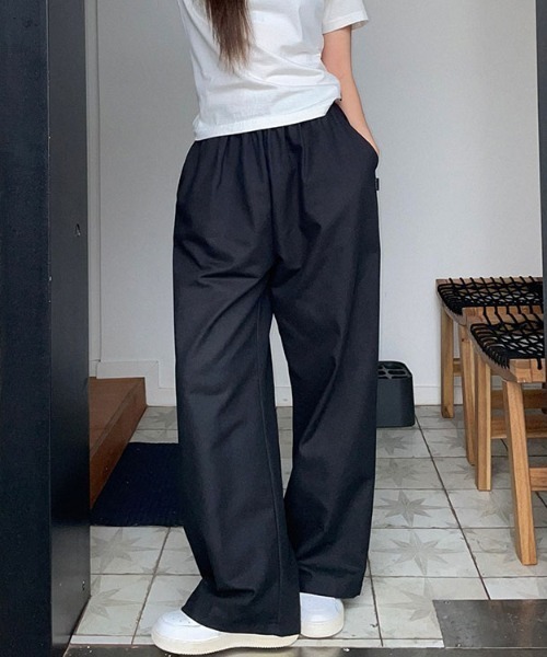 さらに100円引き◆MUAHMUAH◆LOGO PIGMENT WIDE BANDING PANTS A'GEM/9 × .kom 『muah muah/ムーアムーア』 LOGO PIGMENT WIDE