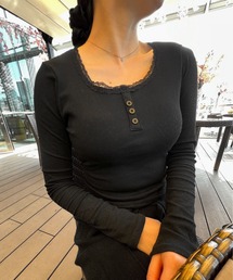 M2SUQARED（エムツースクエア）の「【M2SUQARED/エムツースクエア】リブ編みヘンリーネックカットソー（Tシャツ/カットソー）」