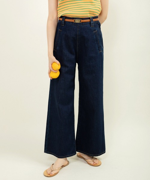 CHILD WOMAN（チャイルドウーマン）の「10ozデニム ストレートパンツ(セットアップ対応)（デニムパンツ・レディース・ネイビー/サックスブルー・36/38）」の2枚目の写真