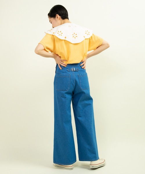 CHILD WOMAN（チャイルドウーマン）の「10ozデニム ストレートパンツ(セットアップ対応)（デニムパンツ・レディース・ネイビー/サックスブルー・36/38）」の13枚目の写真