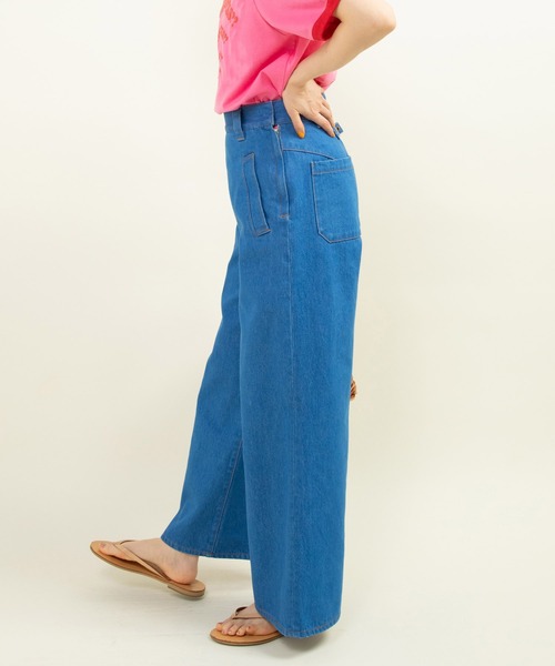 CHILD WOMAN（チャイルドウーマン）の「10ozデニム ストレートパンツ(セットアップ対応)（デニムパンツ・レディース・ネイビー/サックスブルー・36/38）」の4枚目の写真