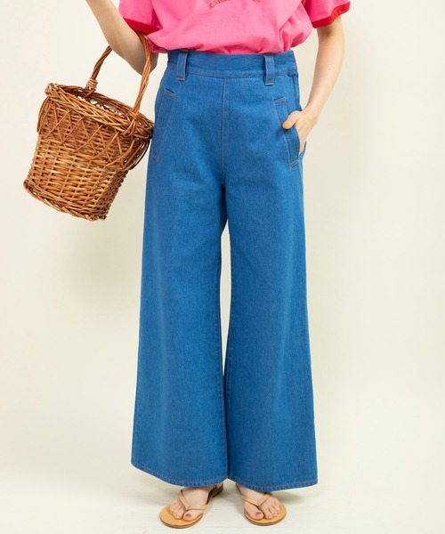 CHILD WOMAN（チャイルドウーマン）の「10ozデニム ストレートパンツ(セットアップ対応)（デニムパンツ・レディース・ネイビー/サックスブルー・36/38）」の3枚目の写真