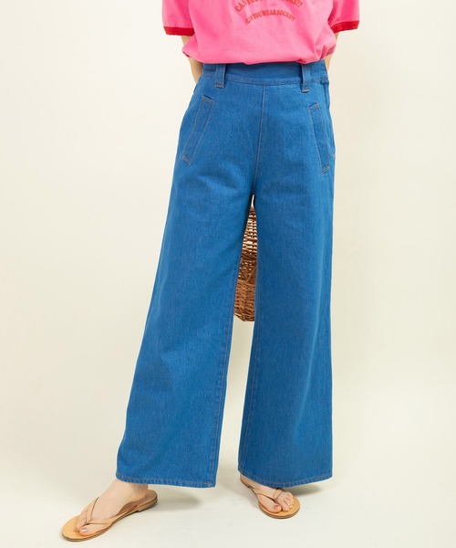 CHILD WOMAN（チャイルドウーマン）の「10ozデニム ストレートパンツ(セットアップ対応)（デニムパンツ・レディース・ネイビー/サックスブルー・36/38）」の6枚目の写真