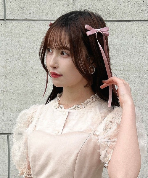 F i.n.t（フィント）の「サテンロングリボンヘアクリップセット/fint　フィント（バレッタ/ヘアクリップ・レディース・ピンク/ライトグレー/クリーム・FREE）」の12枚目の写真