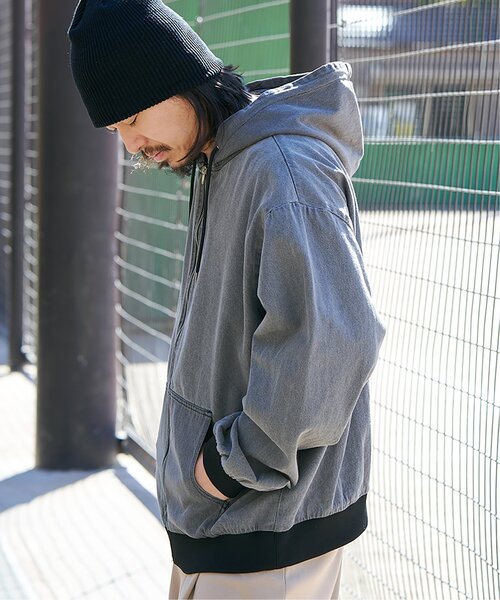 VENCEEXCHANGE(ヴァンスエクスチェンジ)の「デニムフルジップパーカー(ブルゾン・メンズ・サックスブルー/ダークグレー/ブラック・L/M)」の19枚目の写真