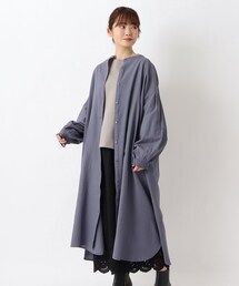 綿レーヨン シャーリング袖ワンピース