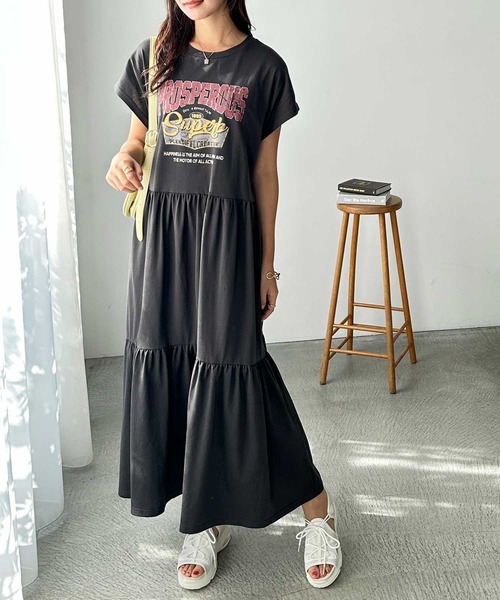 完売品✨ダイアグラム スタープリントミニワンピース ティアード 星風まどか着用 セール】《FIRSTMOODコラボ》ピグメント風ティアードプリントT