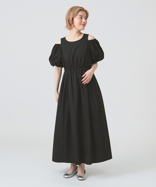 Ray BEAMS（レイビームス）の「ショルダー スリット パフスリーブ ワンピース（ワンピース・レディース・ピンク/ライトブルー/ブラック・1/0）」の4枚目の写真