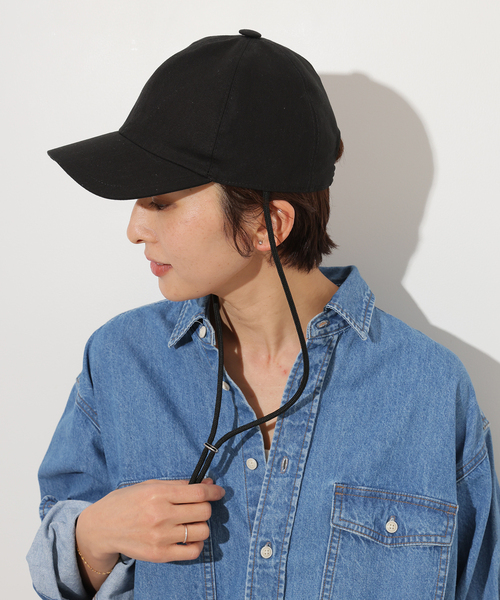 GRILLO（グリーロ）の「【GRILLO/グリーロ】コードツキ キャンバスキャップ（キャップ・レディース・ブラック/ベージュ・57）」の2枚目の写真