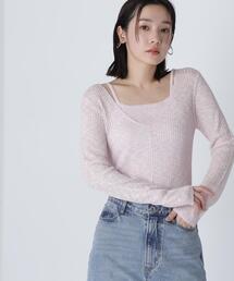 ◇メランジシアーキャミレイヤードニット