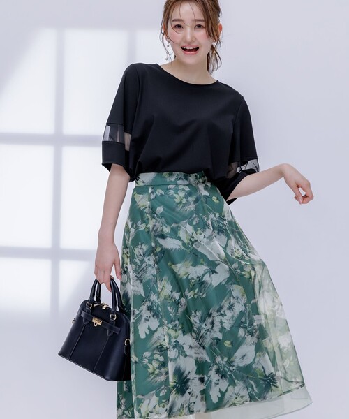 ANY SIS（エニィスィス）の「【洗える】シアーコンビ プルオーバー（Tシャツ/カットソー・レディース・アイボリー系/ブラック系/ライトイエロー系/ライトグレー系・2）」の11枚目の写真