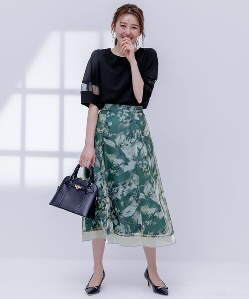 ANY SIS（エニィスィス）の「【洗える】シアーコンビ プルオーバー（Tシャツ/カットソー・レディース・アイボリー系/ブラック系/ライトイエロー系/ライトグレー系・2）」の6枚目の写真