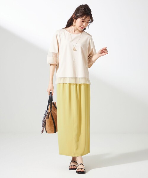 ANY SIS（エニィスィス）の「【洗える】シアーコンビ プルオーバー（Tシャツ/カットソー・レディース・アイボリー系/ブラック系/ライトイエロー系/ライトグレー系・2）」の16枚目の写真