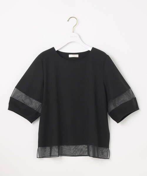 ANY SIS（エニィスィス）の「【洗える】シアーコンビ プルオーバー（Tシャツ/カットソー・レディース・アイボリー系/ブラック系/ライトイエロー系/ライトグレー系・2）」の5枚目の写真