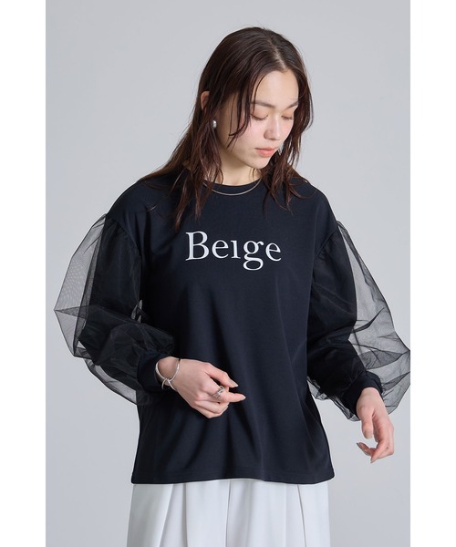 &. NOSTALGIA(アンドドットノスタルジア)の「チュールスリーブロゴロンT(Tシャツ/カットソー・レディース・オフホワイト/ブラック・M)」の5枚目の写真